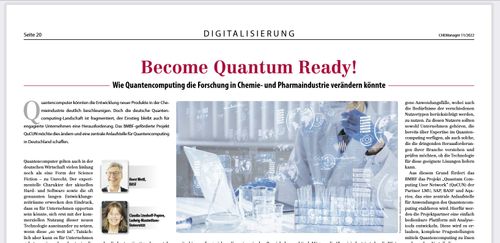 Das Magazin CHEManager im Gespräch mit QuCUN: "Wie Quantencomputing die Forschung in Chemie- und Pharmaindustrie verändern könnte"