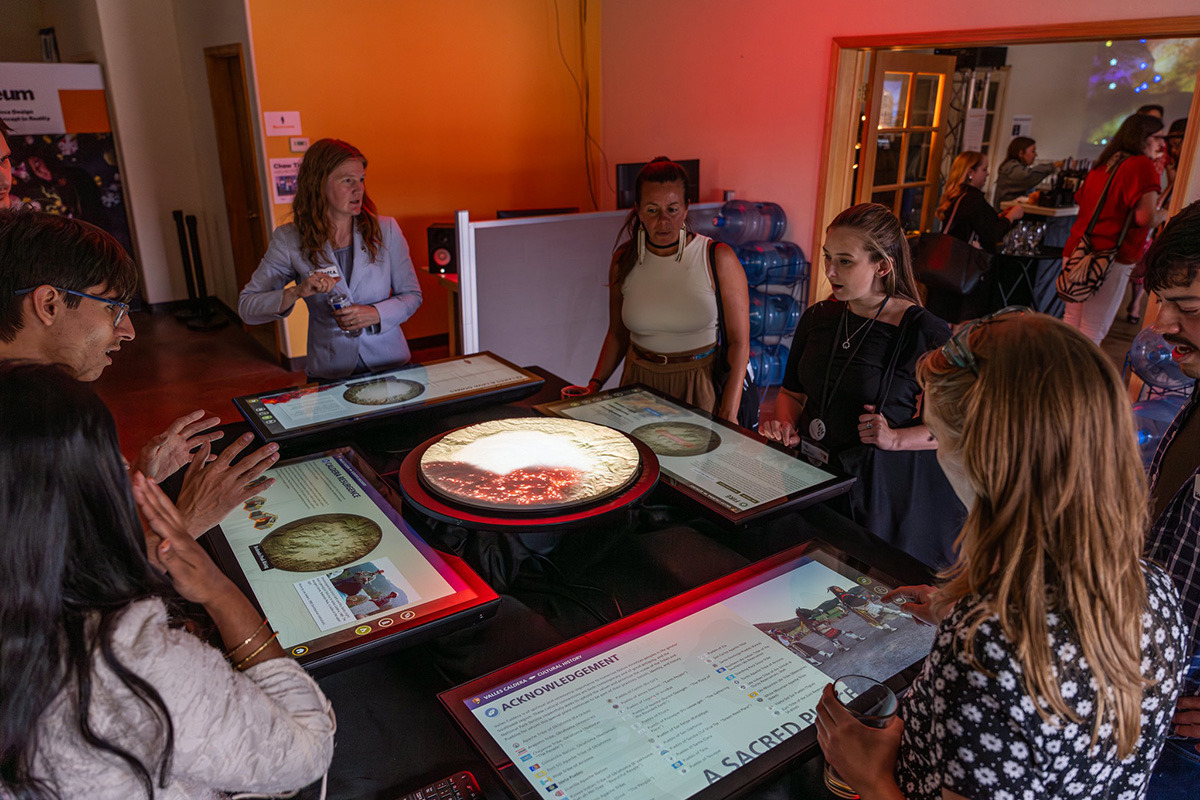 A miniature prototype of the projection mapping exhibit for Valles Caldera. The final installation will include a topographic relief map with a 13-foot diameter that will be projected upon. 