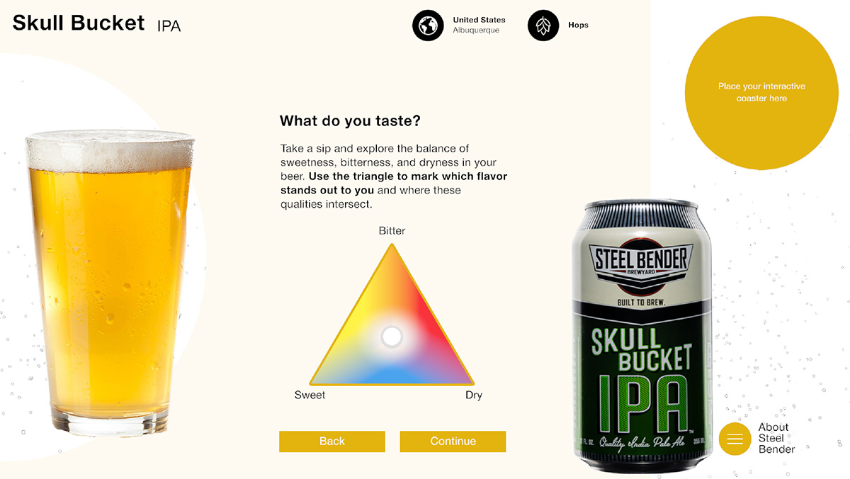 The tasting triangle feature in the Beer Experience
