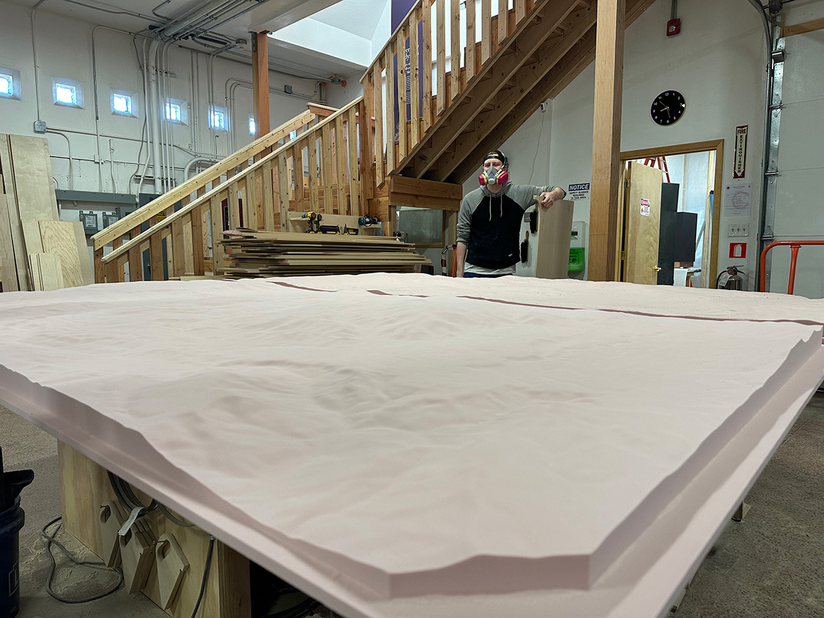 Two of the map sections, fully milled, ready for trimming and clean up. 