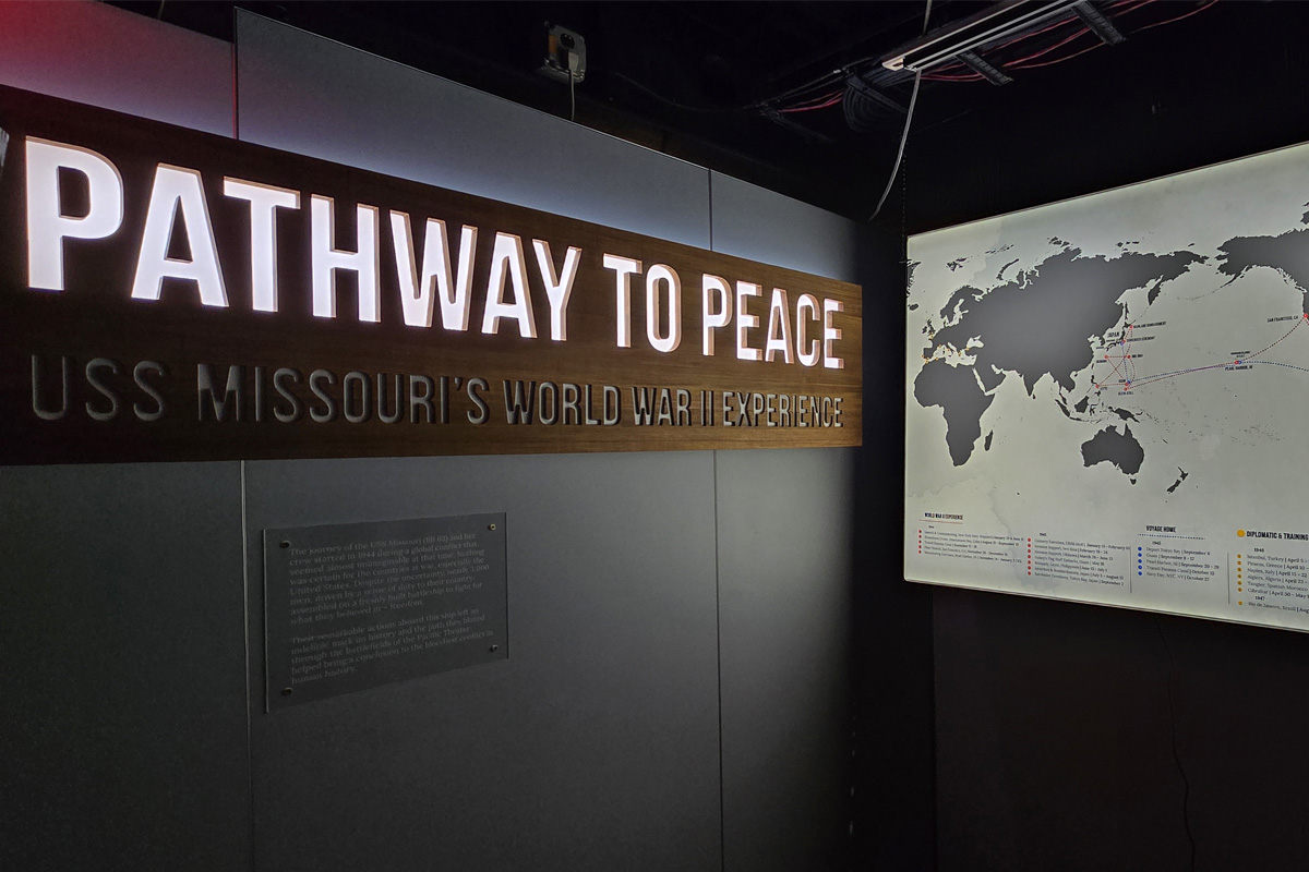 Progress picture of the entrance to the new Pathway to Peace exhibit