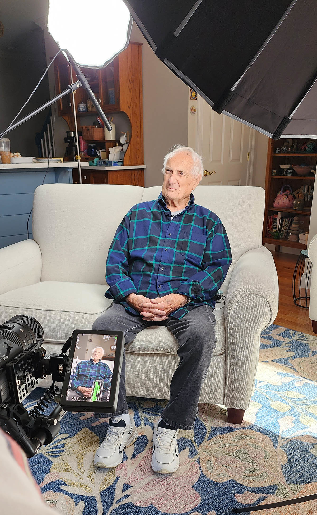 Capturing interview footage with Mr. John DeLeo for the interactive interview station