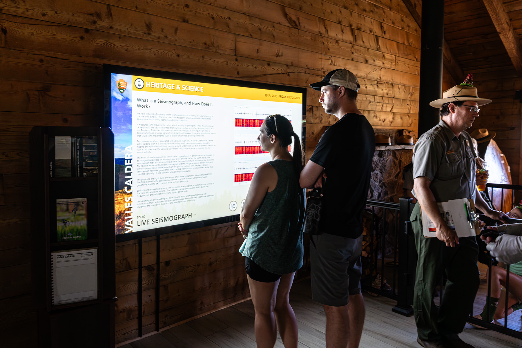 Visitors interact with the Digital Docent, which is hosted on an 86" Presenter touch display.