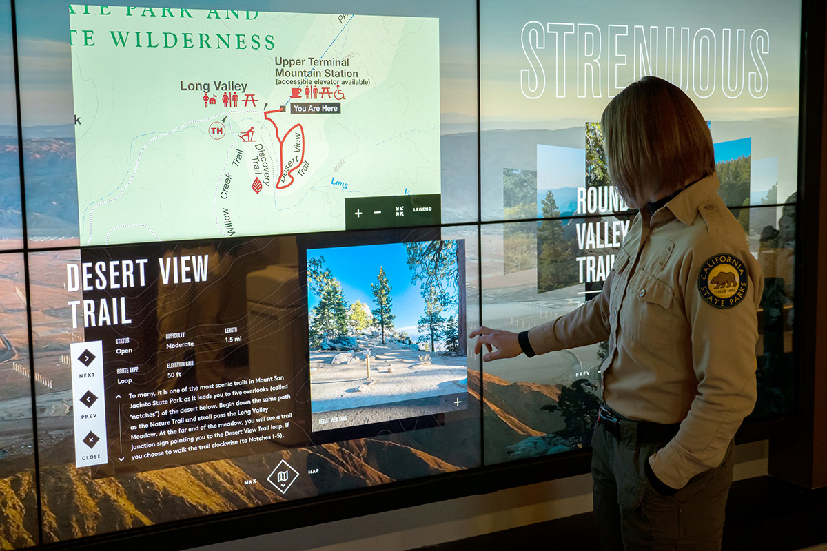 The touch videowall with interactive map for the Palm Springs Aerial Tramway Mountain Station