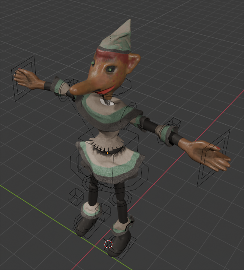 The 3D model of Freckles, based on the original marionette.