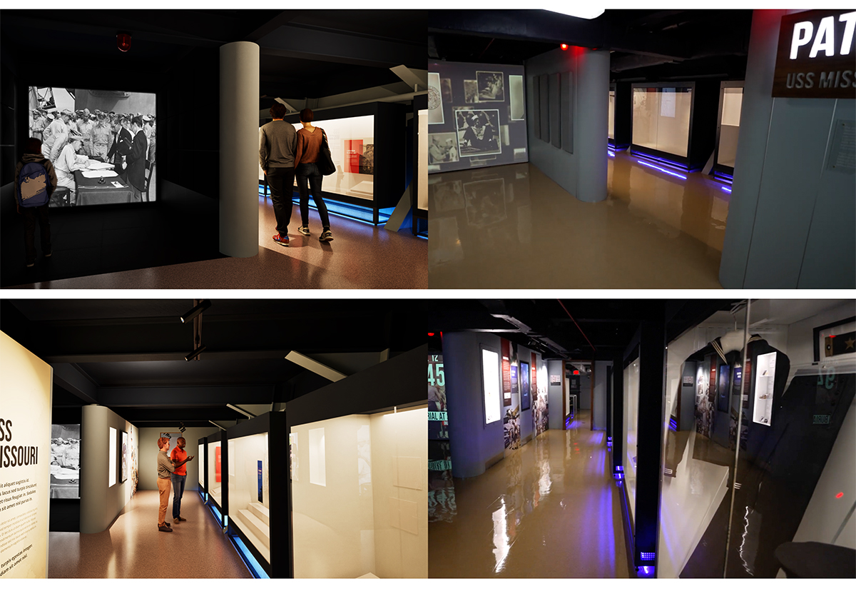 A side-by-side look at concept and completion. The final installation closely mirrors the original render, demonstrating how early visioning and detailed concept work shape the final visitor experience.