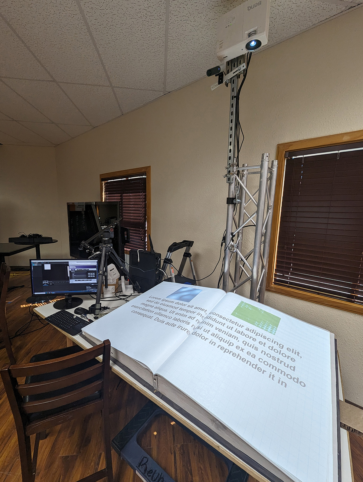 An early prototype of the Enchanted Book in the Ideum usability studio.