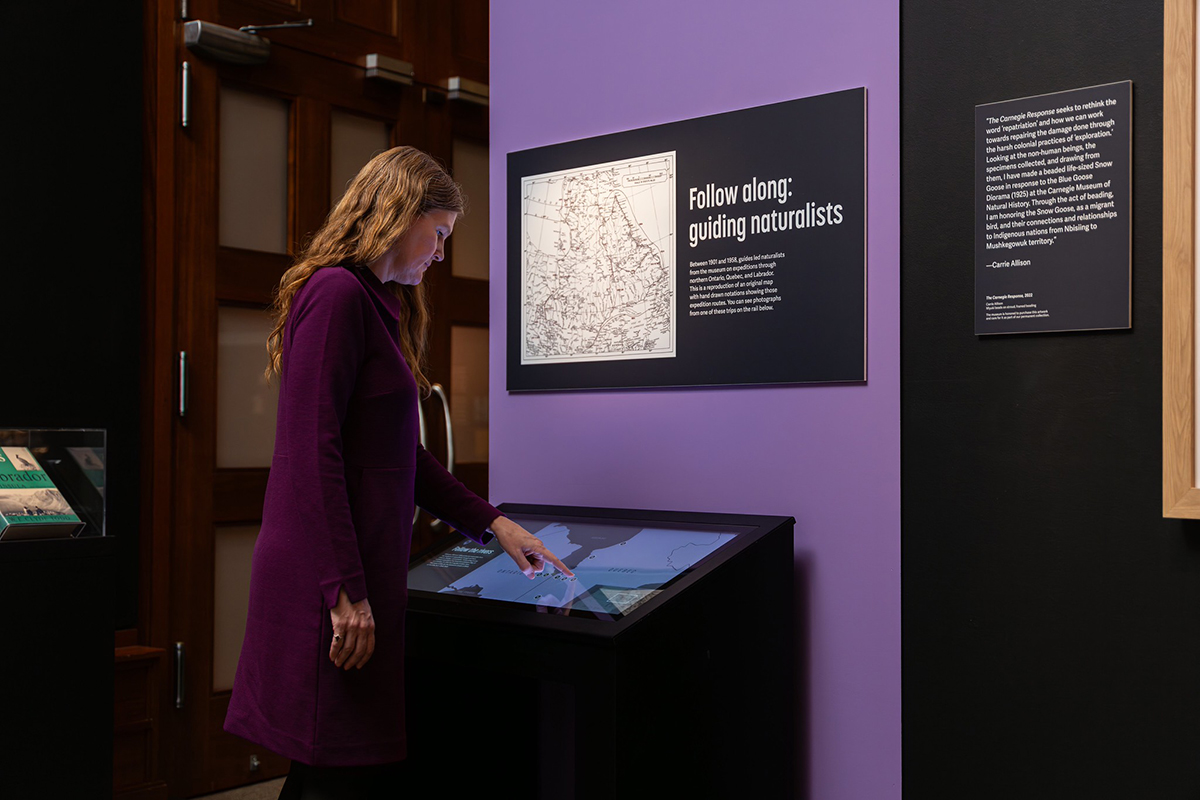 Carnegie Museum of Natural History used the TouchStory builder to offer visitors an interactive map of Northern Ontario and Quebec in their temporary exhibition, The Stories We Keep: Bringing the World to Pittsburgh.