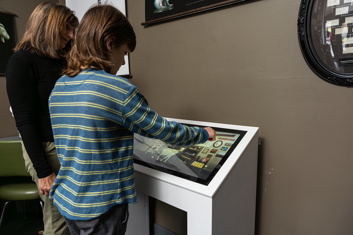 The TouchStory application supports interactive video, audio, and image media.