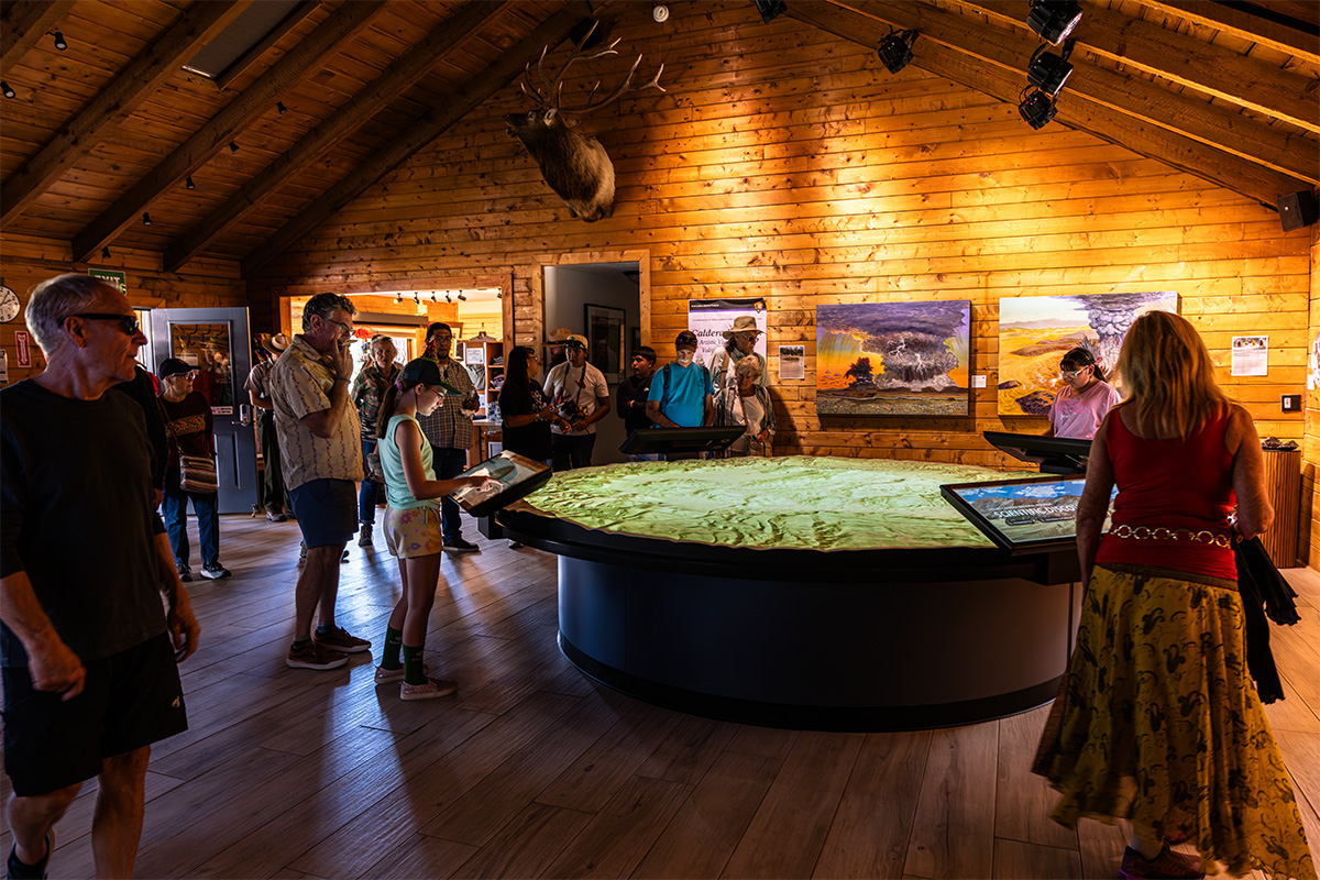 The 12-foot topographic relief map inside the Volcano Discovery Center at Valles Caldera National Preserve. 