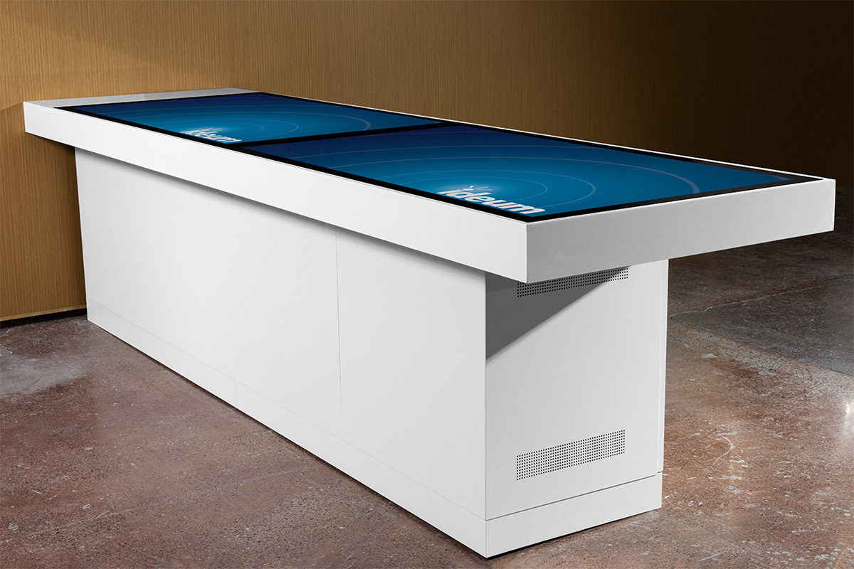 This custom touch table features dual 65” Inline touch displays installed side-by-side to create an ultrawide touch surface large enough for 10+ simultaneous users.