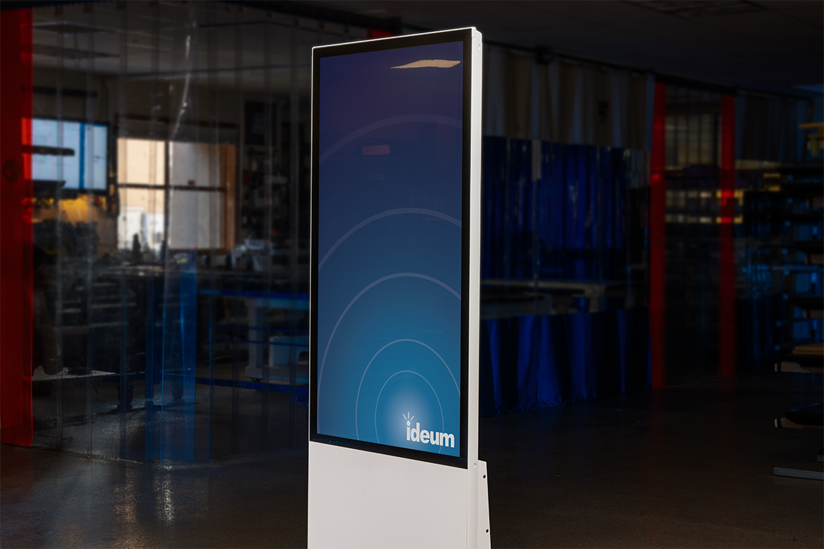 The vertical screen helps the touch screen kiosk naturally catch the attention of visitors, especially when paired with a bright, inviting color.