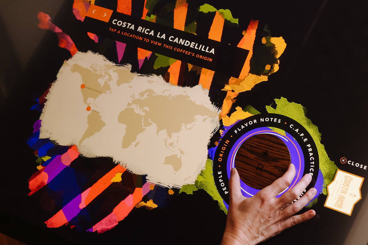 One of our first Tangible Engine applications was made before the official release of version 1.0, the Interactive Coffee Experience, created in partnership with Starbucks.