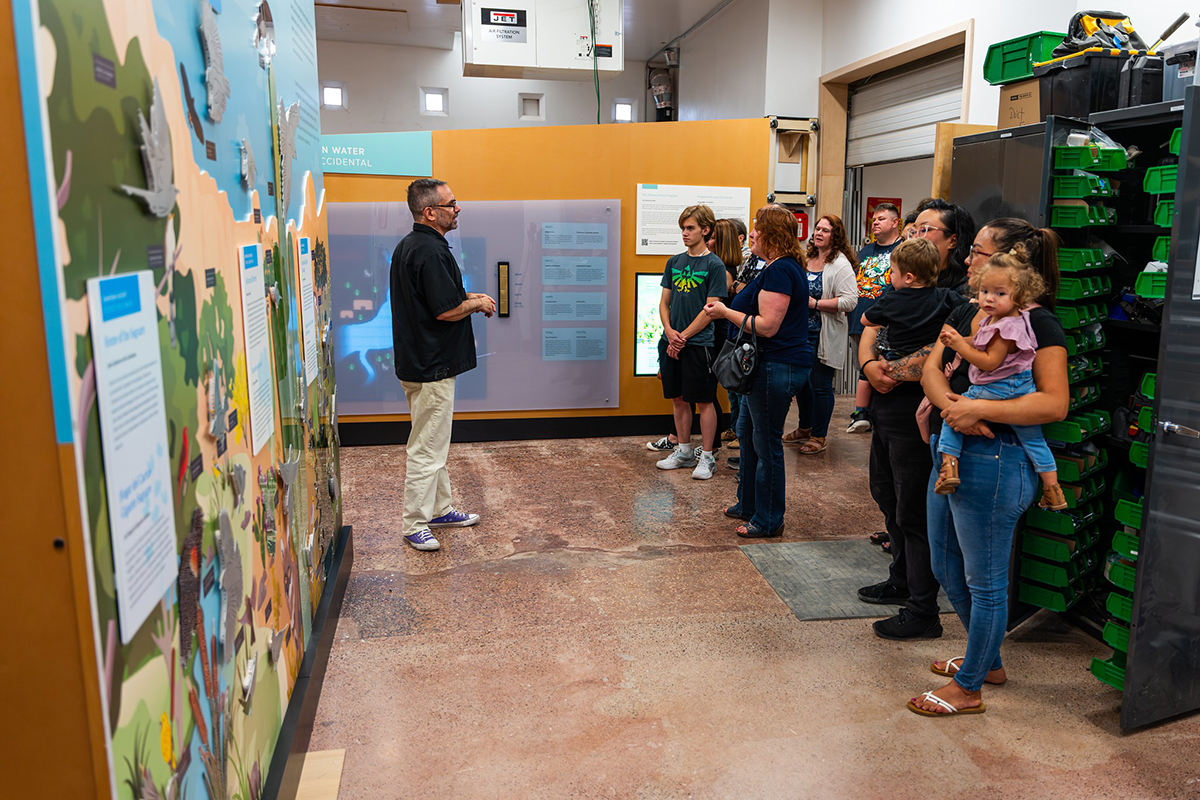 Attendees of our 2023 Studio Party toured our Fabrication studio and got a first look at the custom exhibits for the Rio Salado Audubon Visitor Center. 
