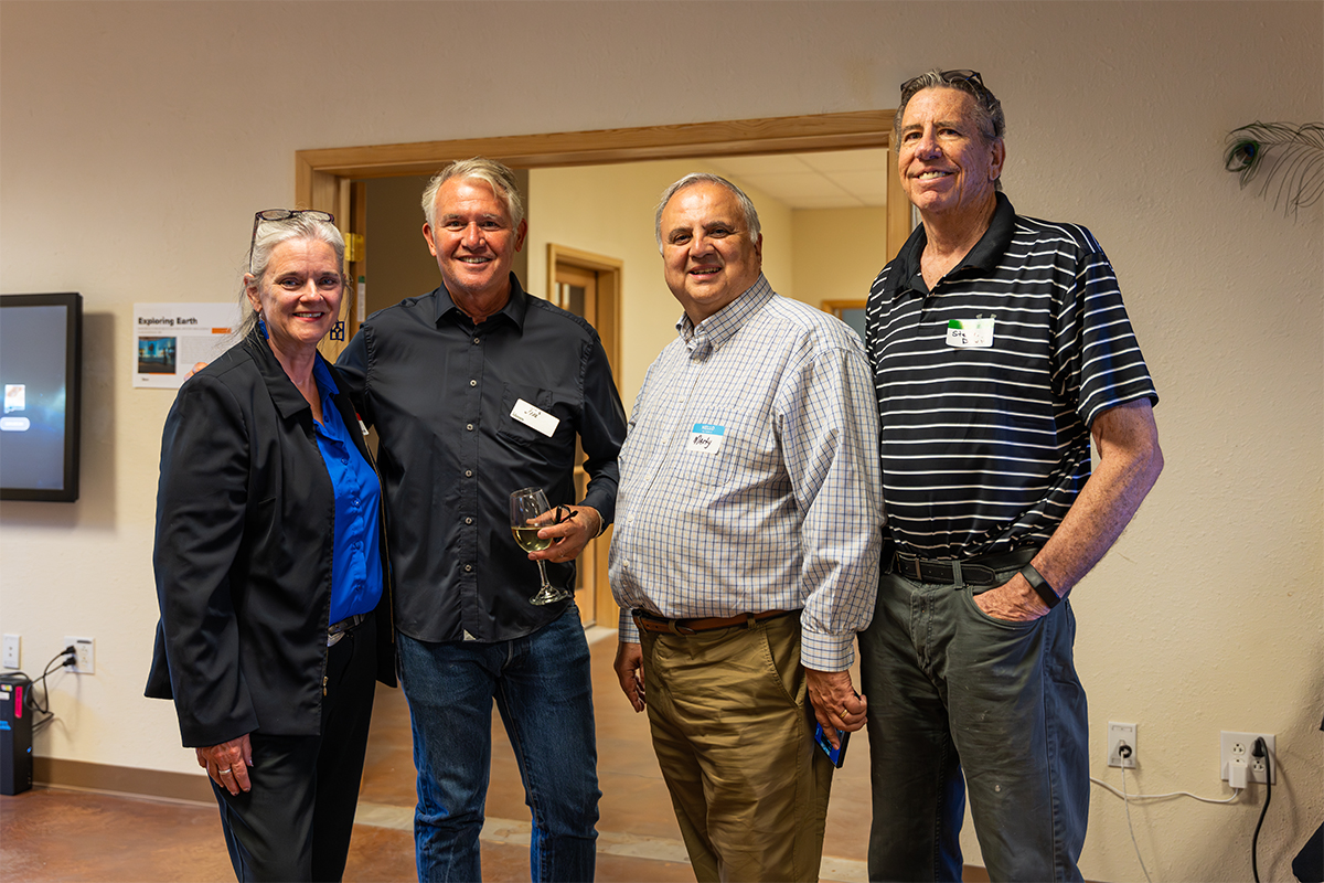 Attendees included, from left to right, New Mexico State Representative Kathleeen Cates, Ideum founder Jim Spadaccini, past President of the New Mexico Sports Hall of Fame Marty Saiz, and Proview Networks President Steve Davis.
