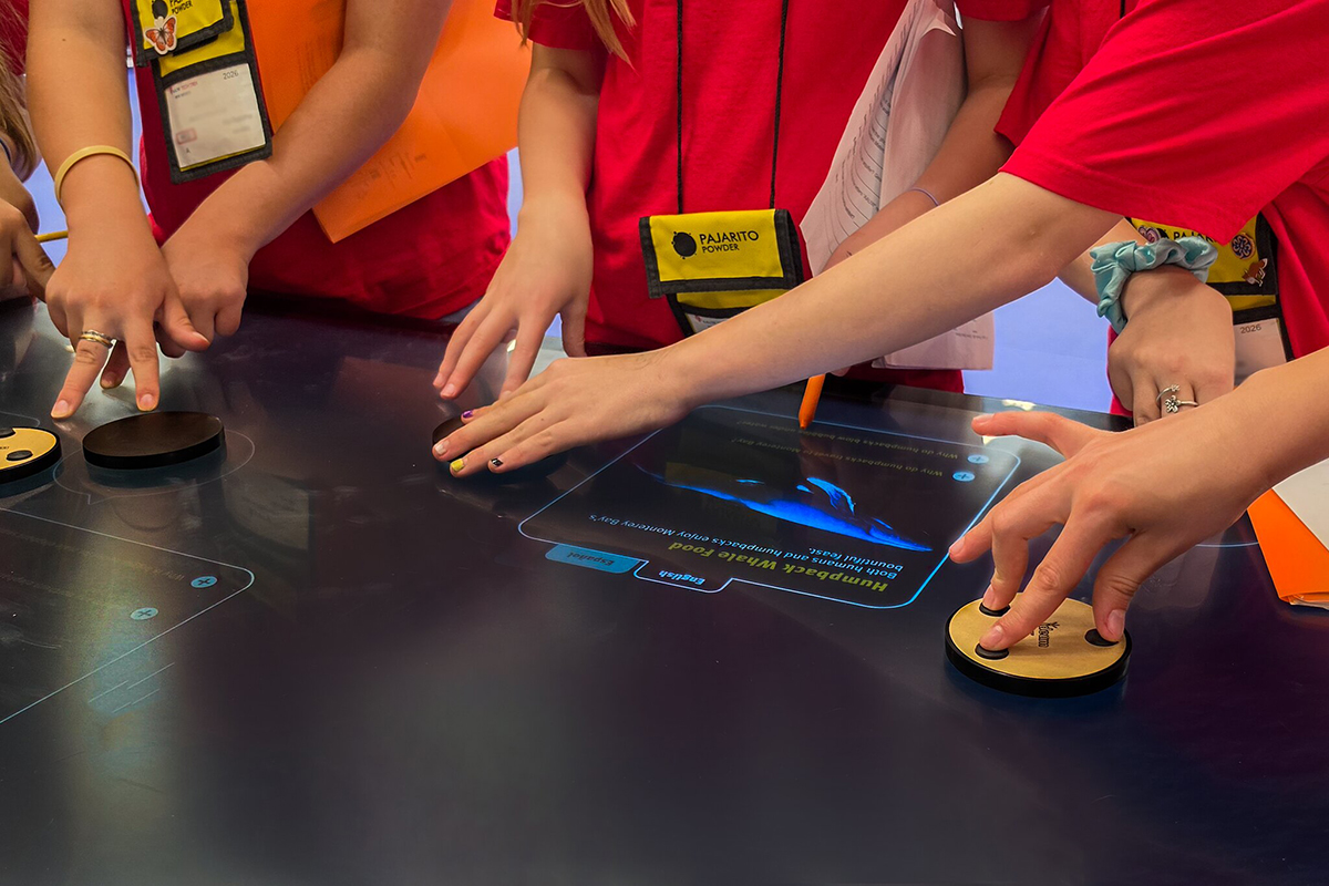 The girls got hands on with Tangible Engine, learning what the tangibles are made of and how they work.