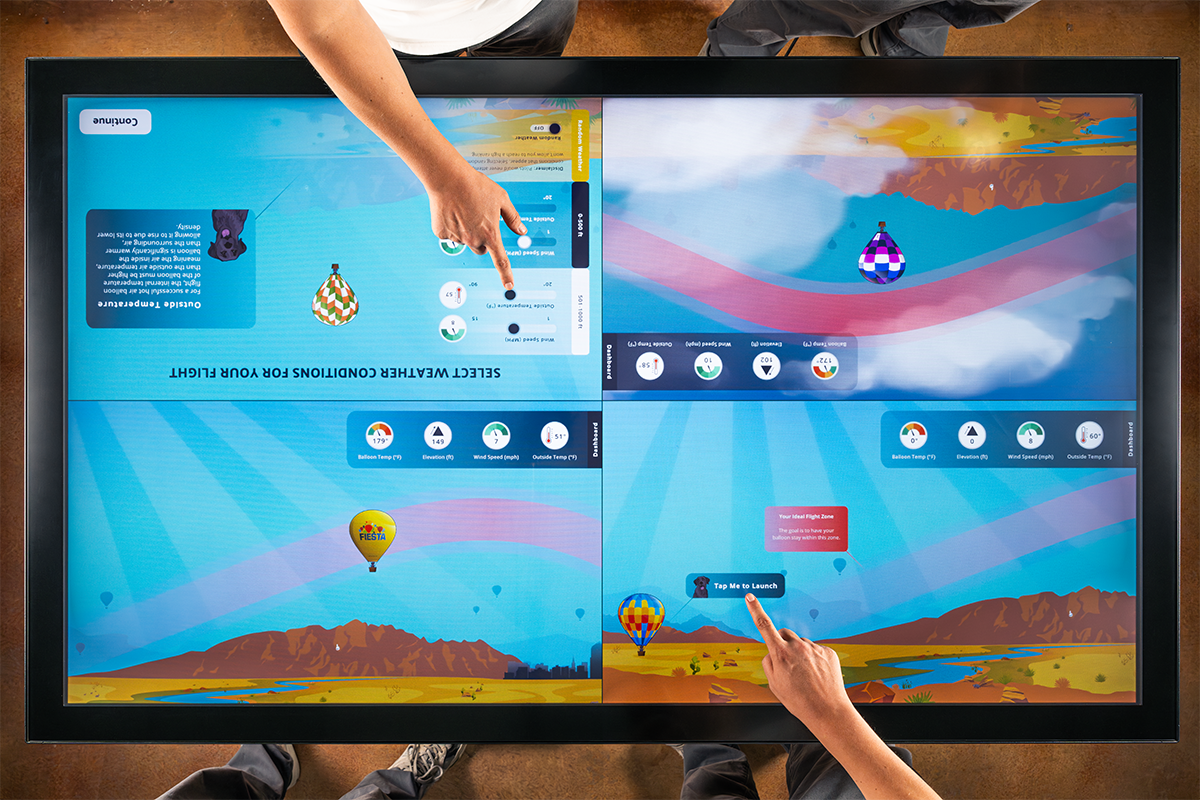 In "Weather or Not to Fly", young pilots can control their own balloon and the weather conditions. 