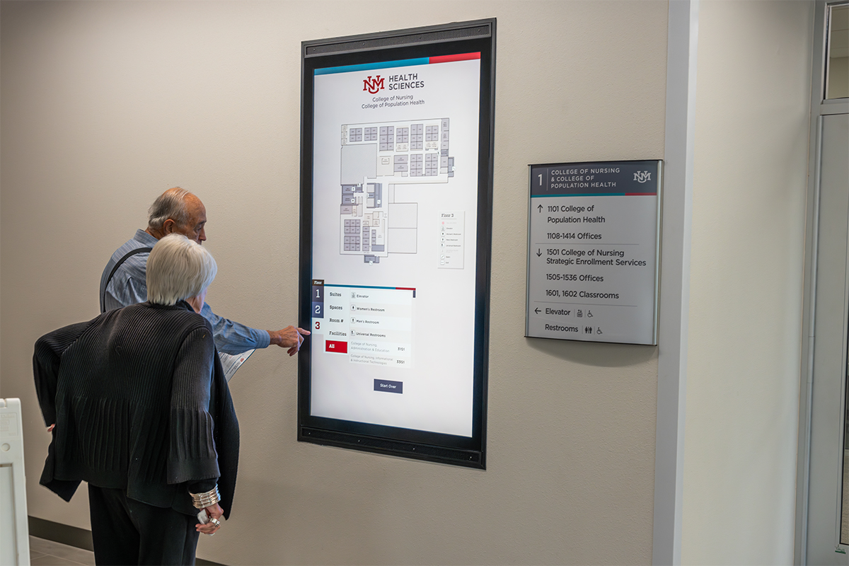 This 65” Inline is installed in the wall at the UNM College of Nursing and serves as a convenient wayfinder for visitors.