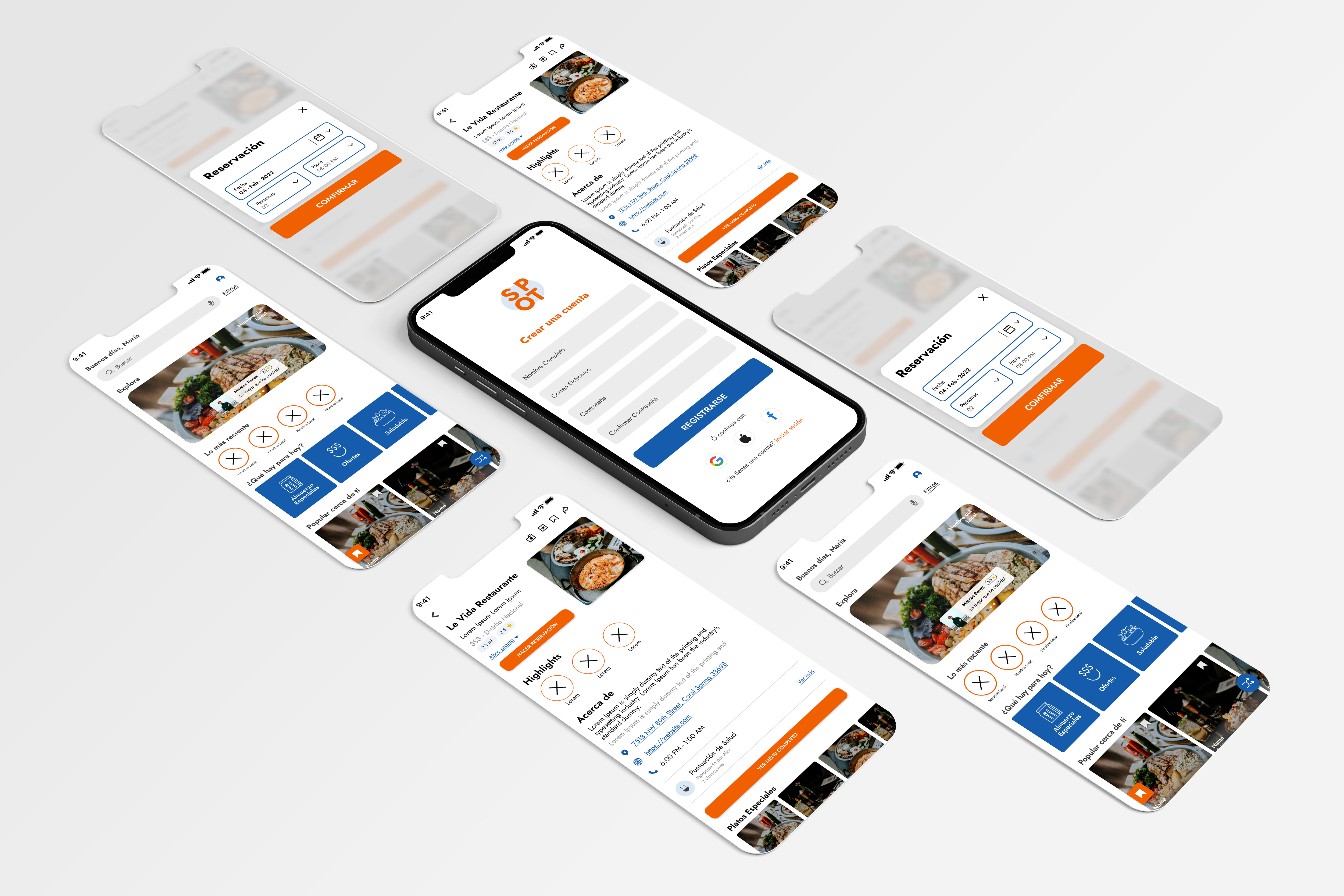 Spot business search engine app mockup UX Design