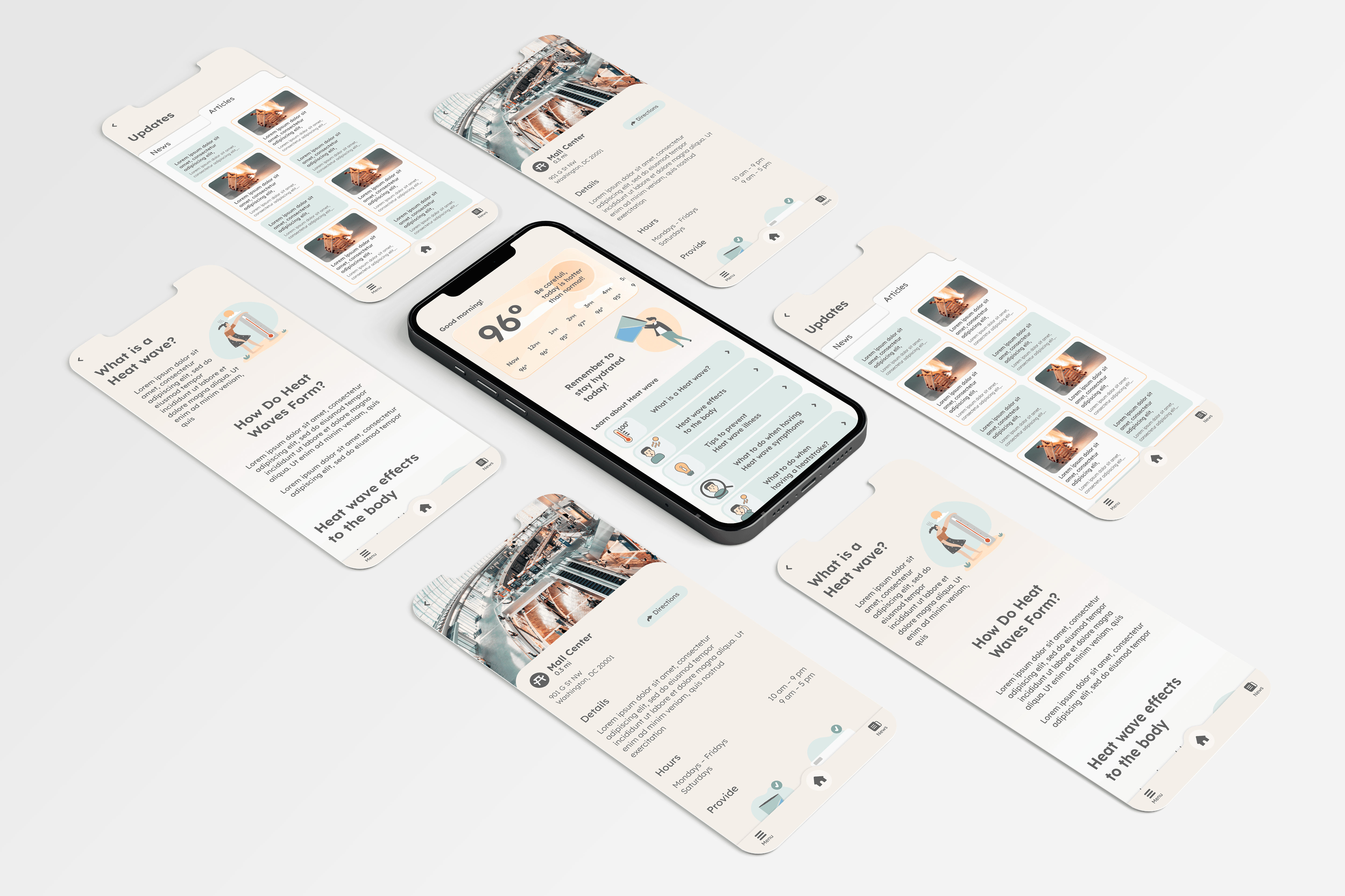 Heat Saver - Heatwave report app sceen mockup