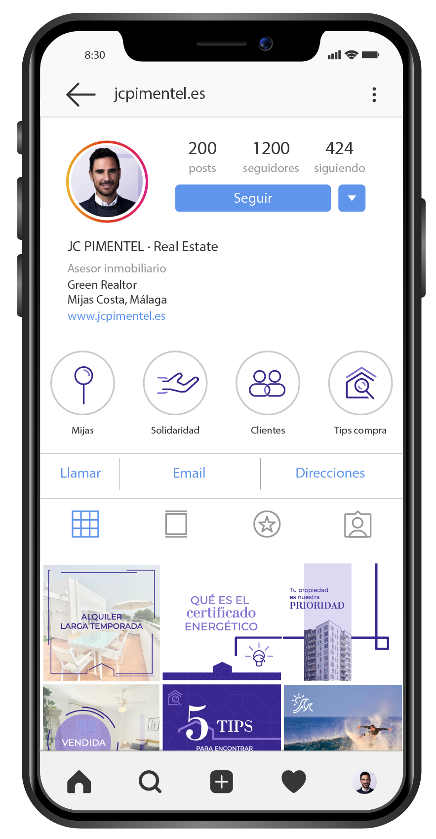 Móvil con instagram de JC Pimentel
