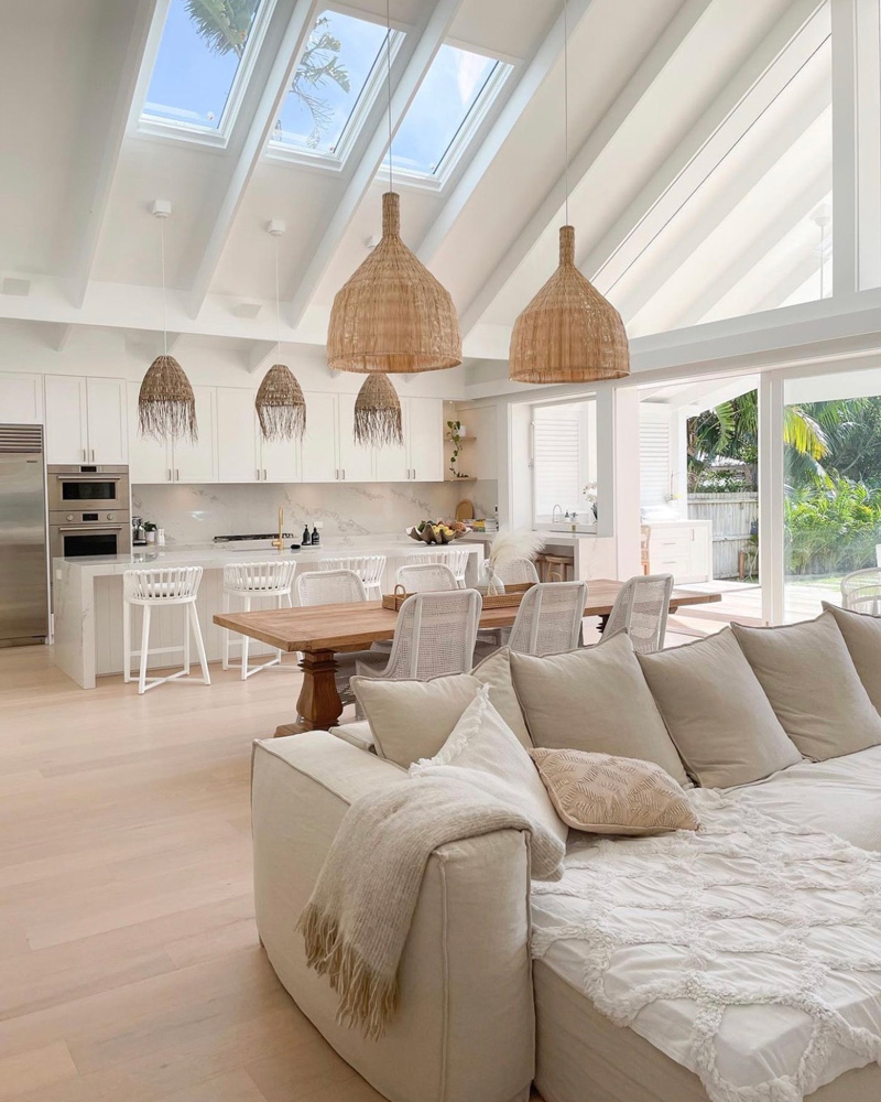 Cathedral ceiling design at a home renovation in Mona Vale.