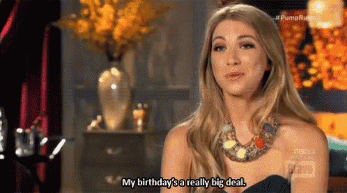 TV still from Vanderpump Rules. Stassi talks to the camera: "My birthday's a really big deal."