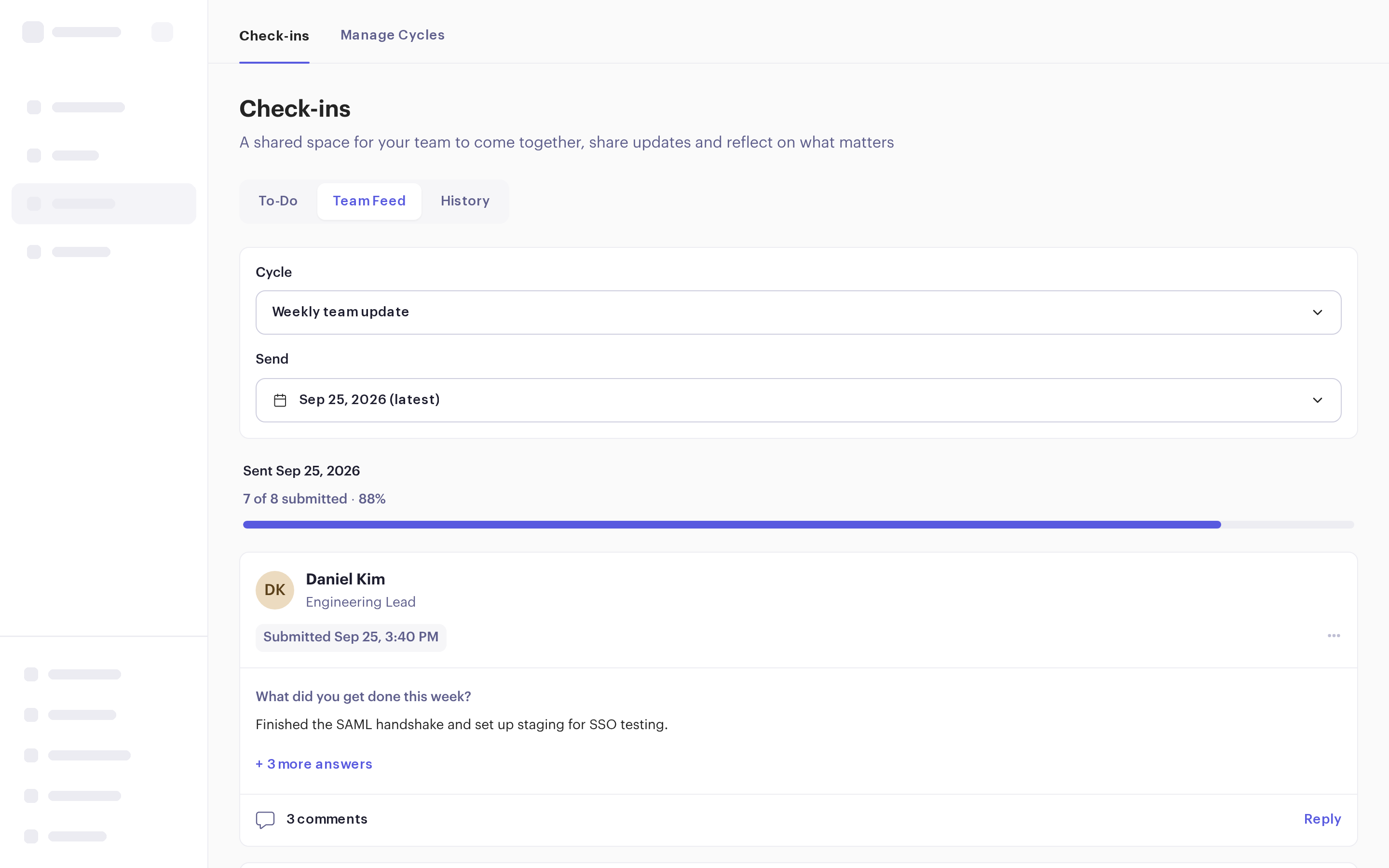 Beam Check-ins: the Weekly team update cycle, with this week’s answers from the team