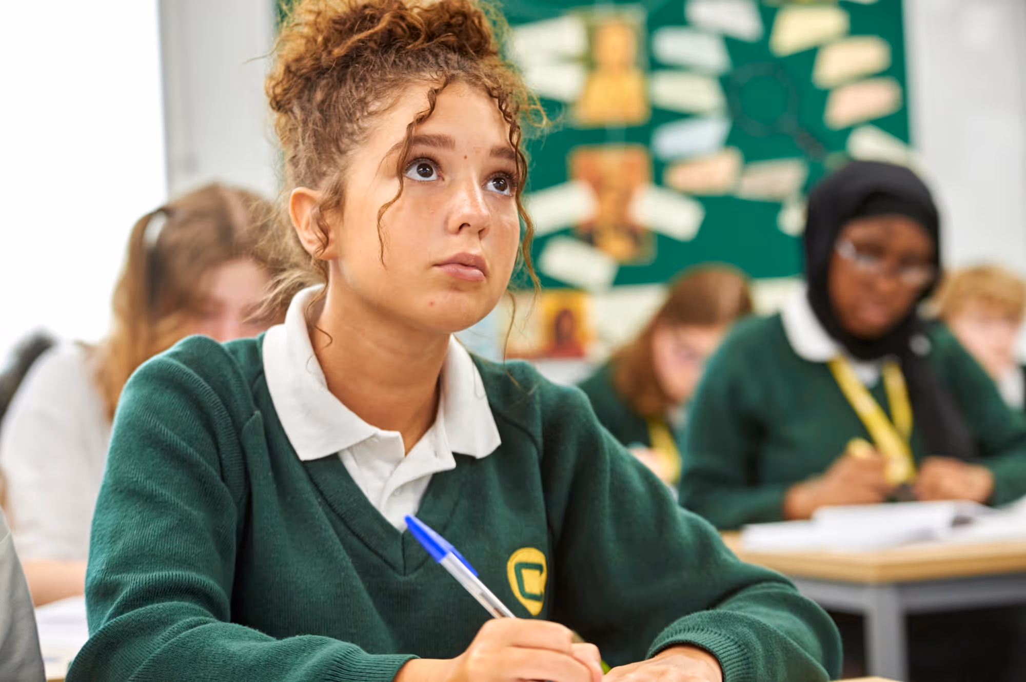 A student looks forward during a lesson at The Charter School East Dulwich