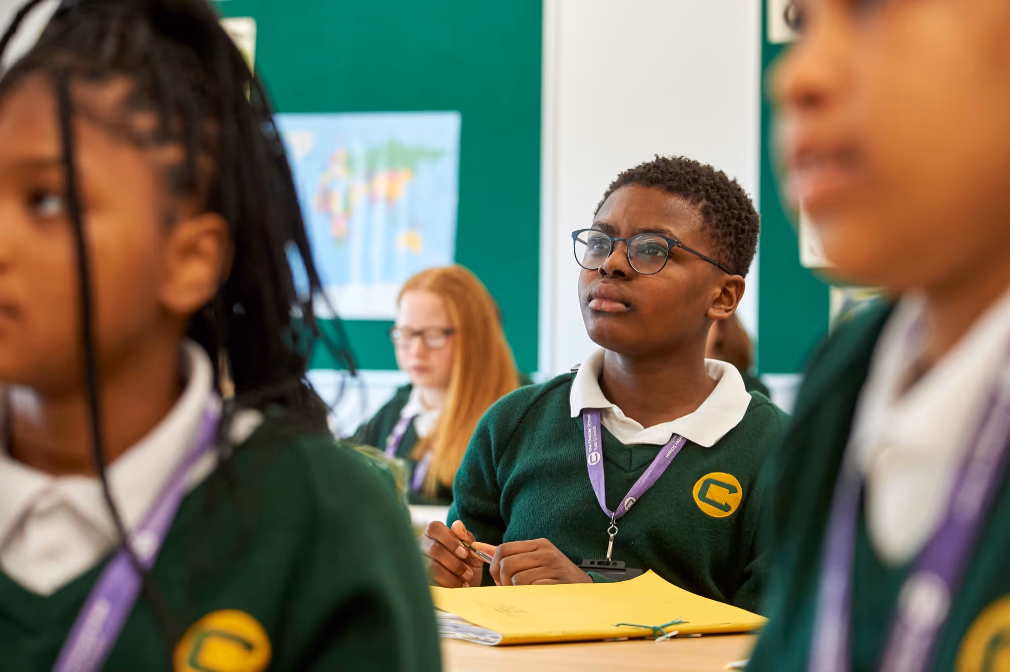 A student looks forward during a lesson at The Charter School East Dulwich
