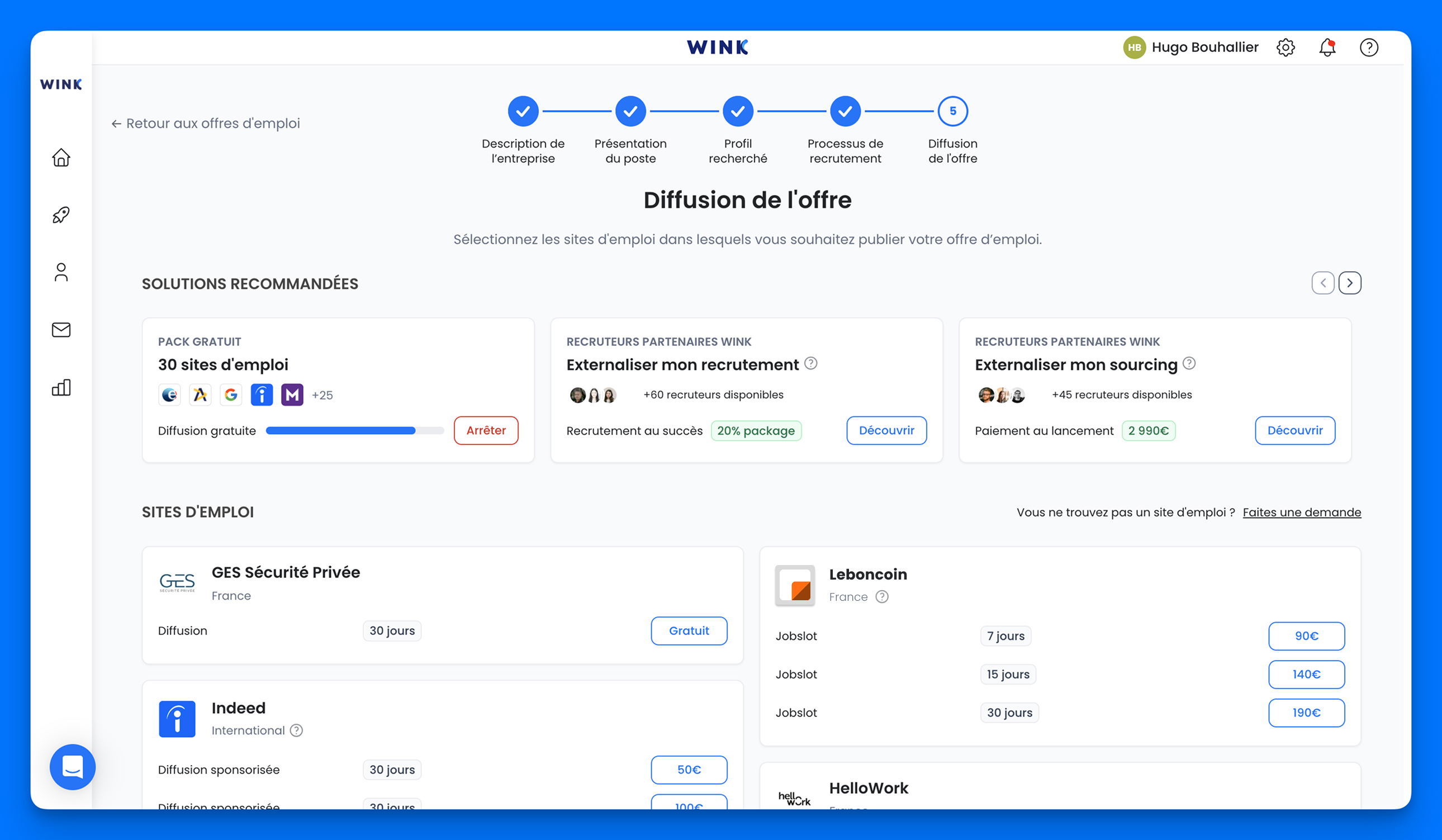 Interface de multidiffusion de Wink
