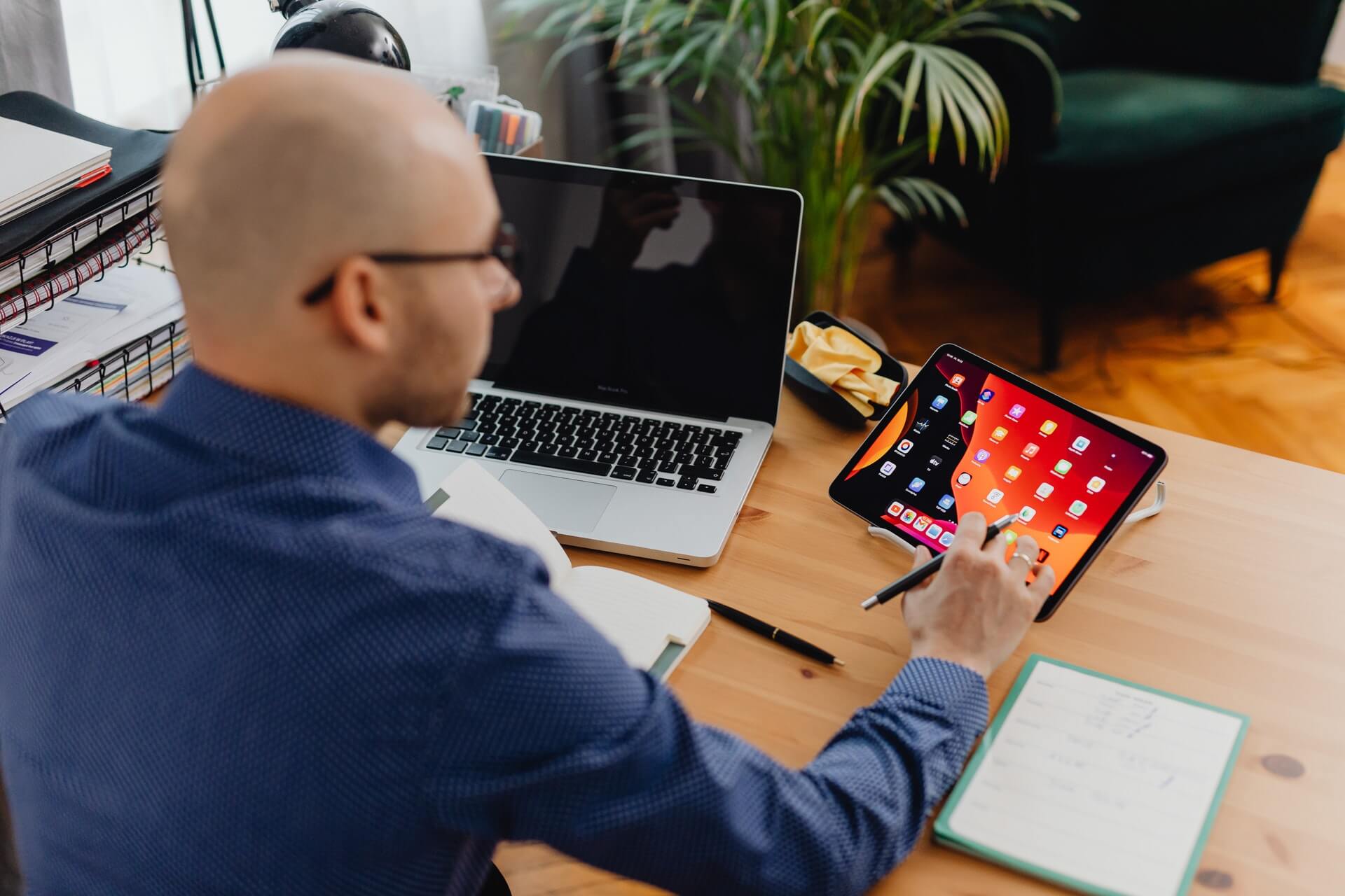 Realtor working on tablet