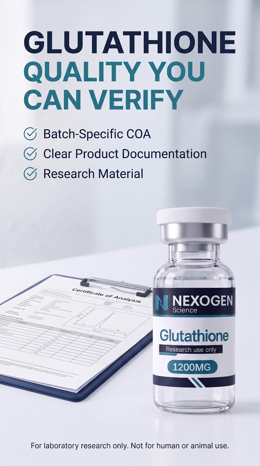 Glutathione static: Quality you can verify, certificate of analysis