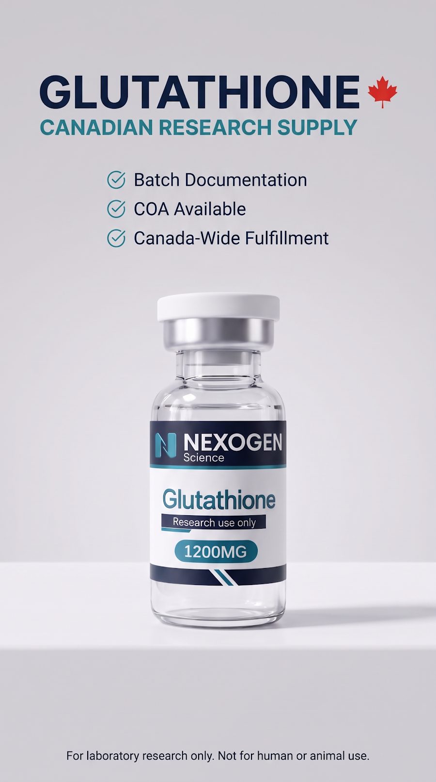 Glutathione static: Canadian research supply, Canada-wide fulfillment