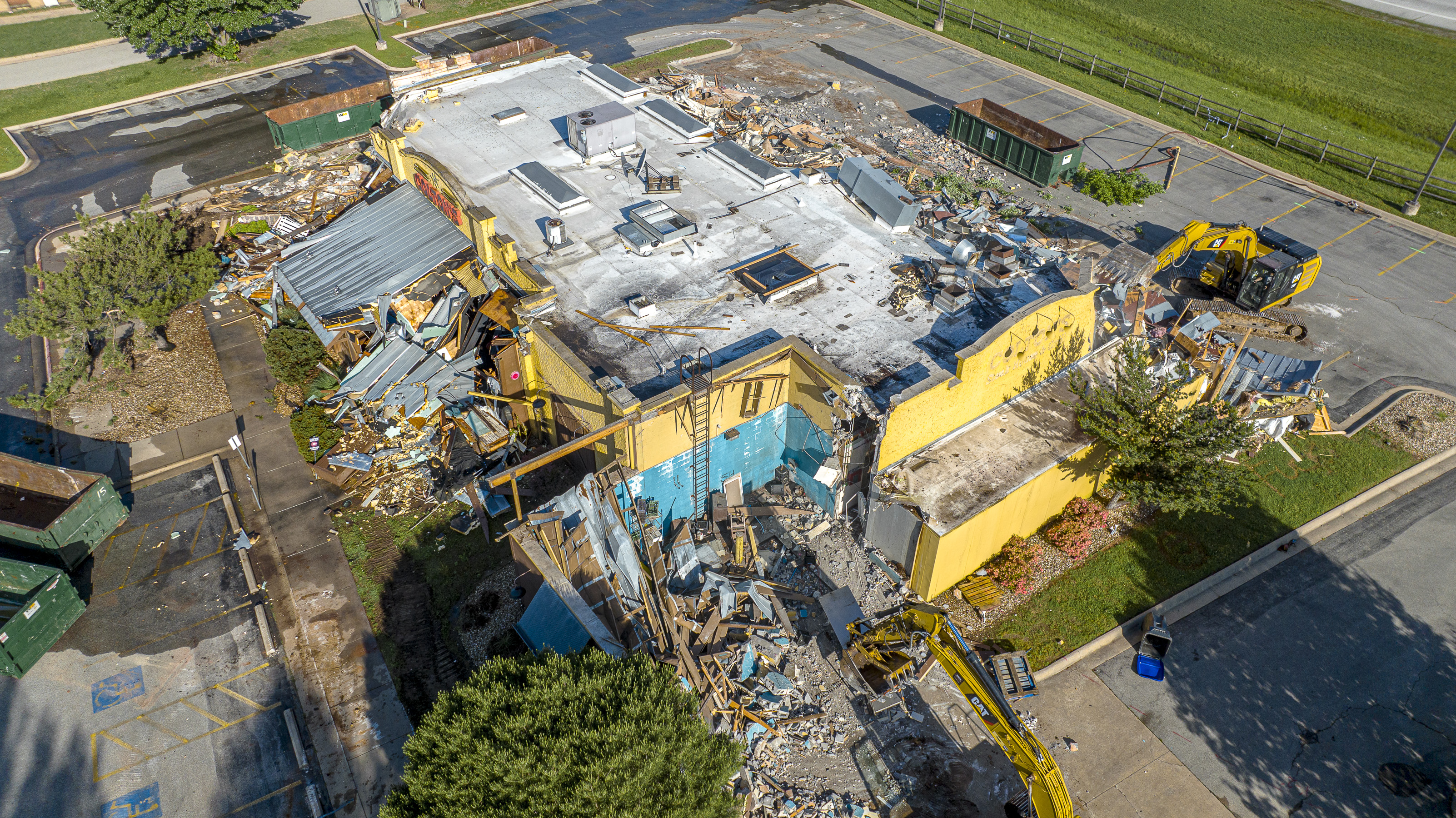 Aerial overview of a commercial demolition project