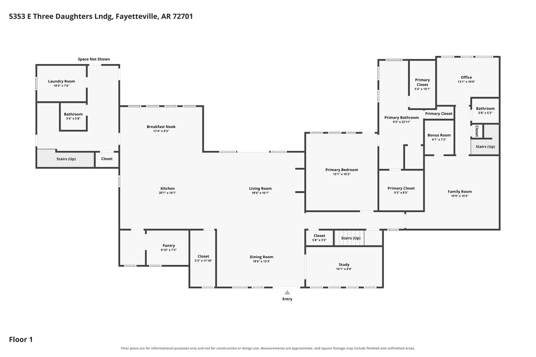 2D floor plan showing labeled rooms, dimensions and the first-floor layout