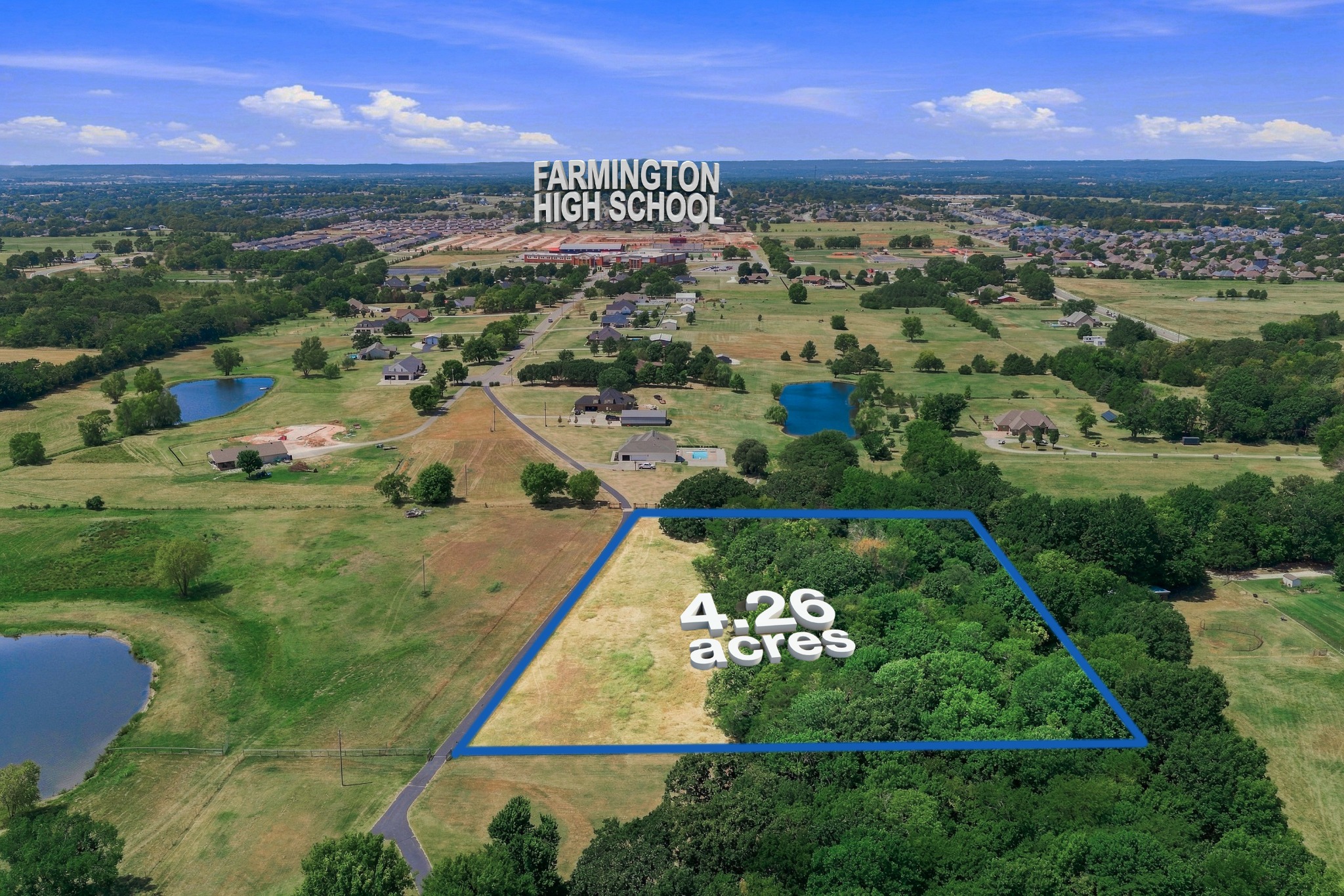 Aerial property photograph with boundary lines near Farmington High School