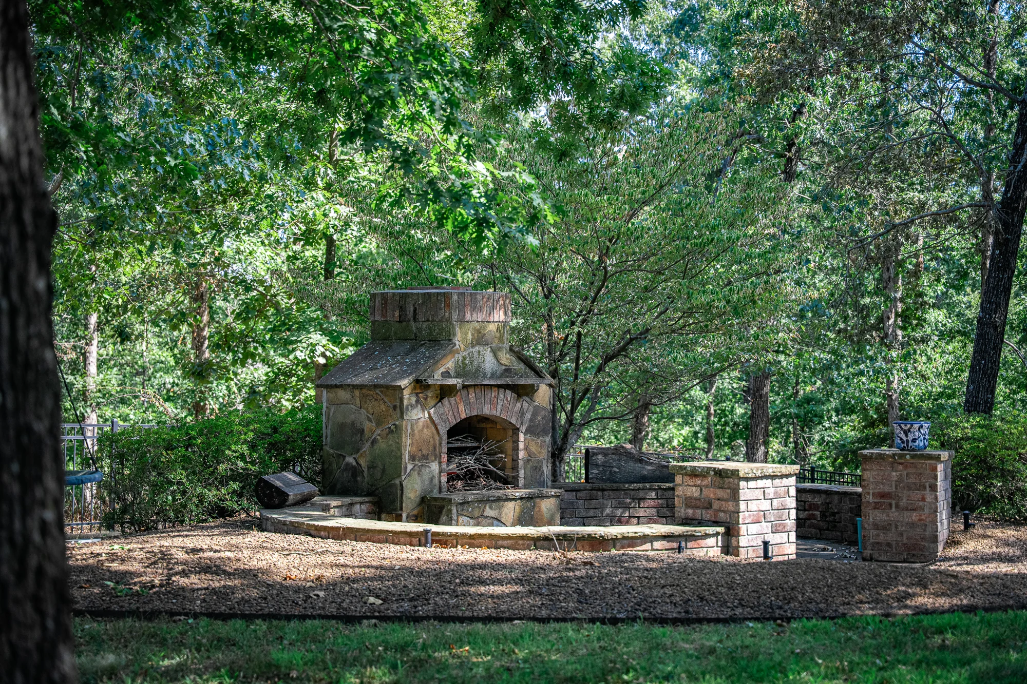 Outdoor living · Woodland fireplace