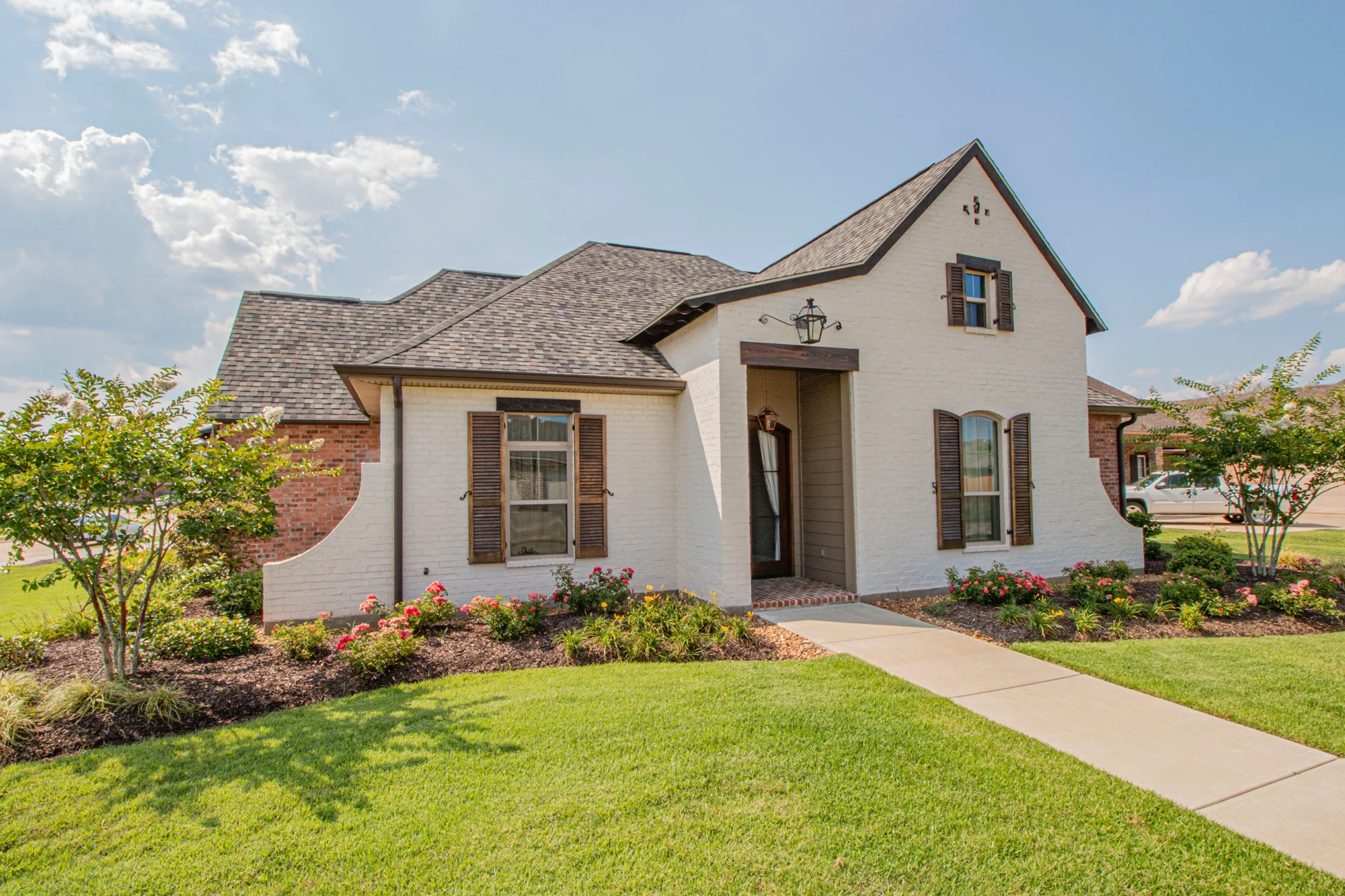 Exteriors · Landscaped front entrance
