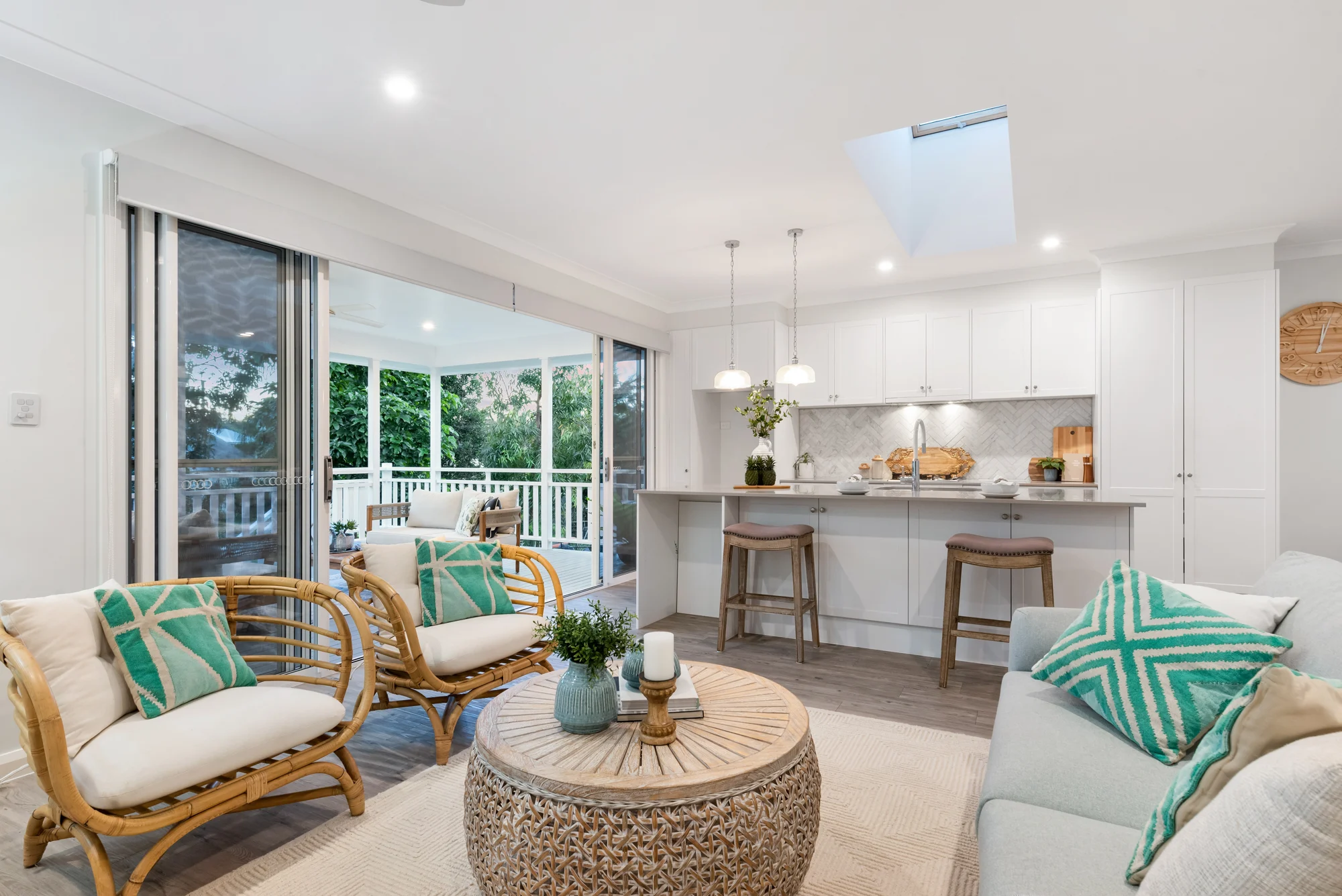 Interiors · Open kitchen and seating