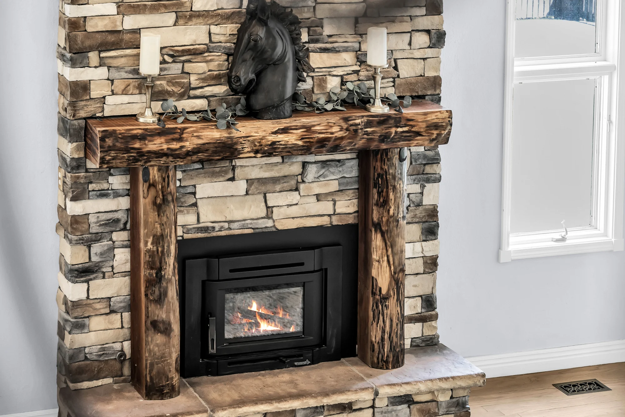 Interiors · Stone fireplace detail