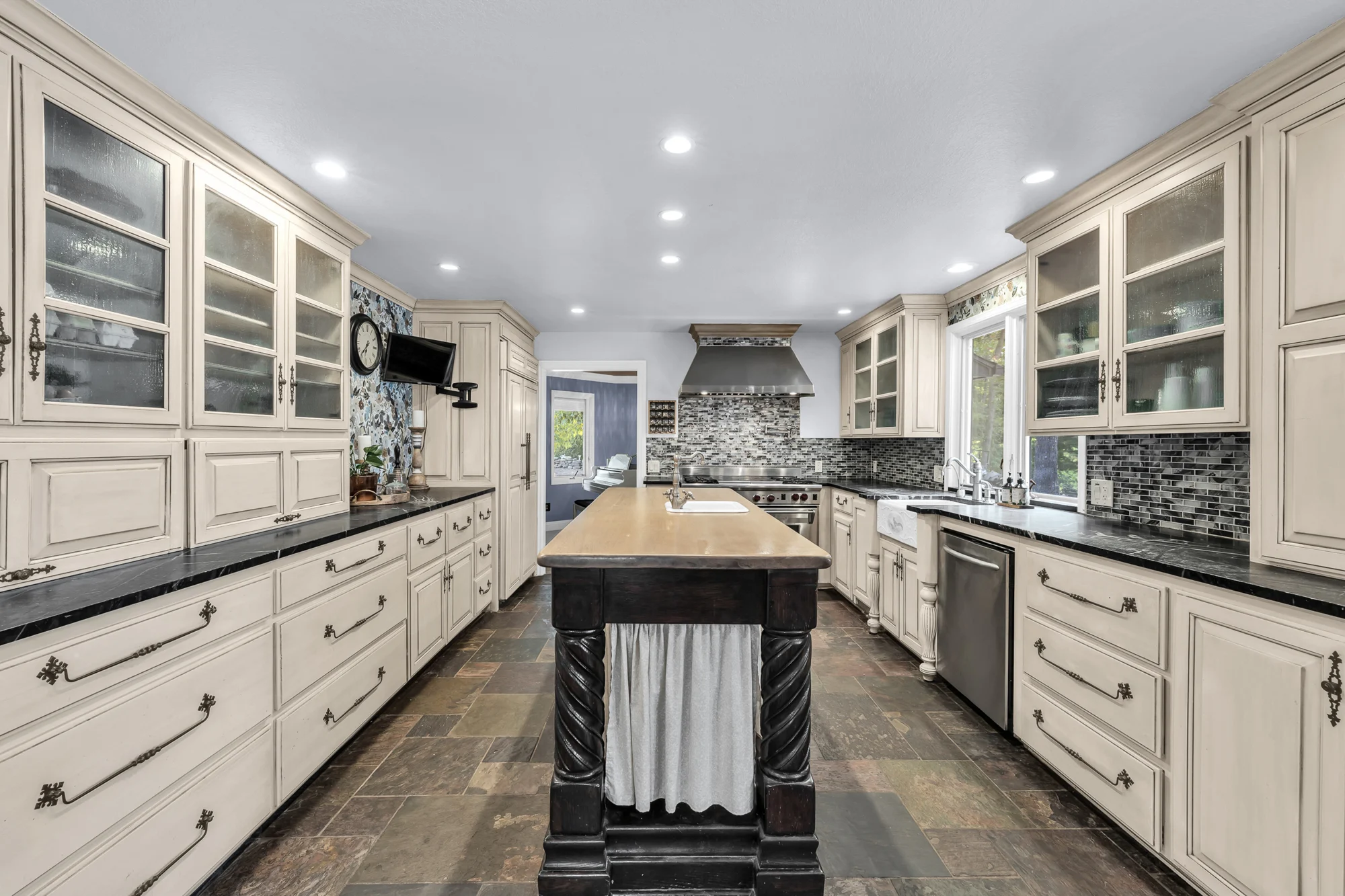 Interiors · Kitchen with dark island