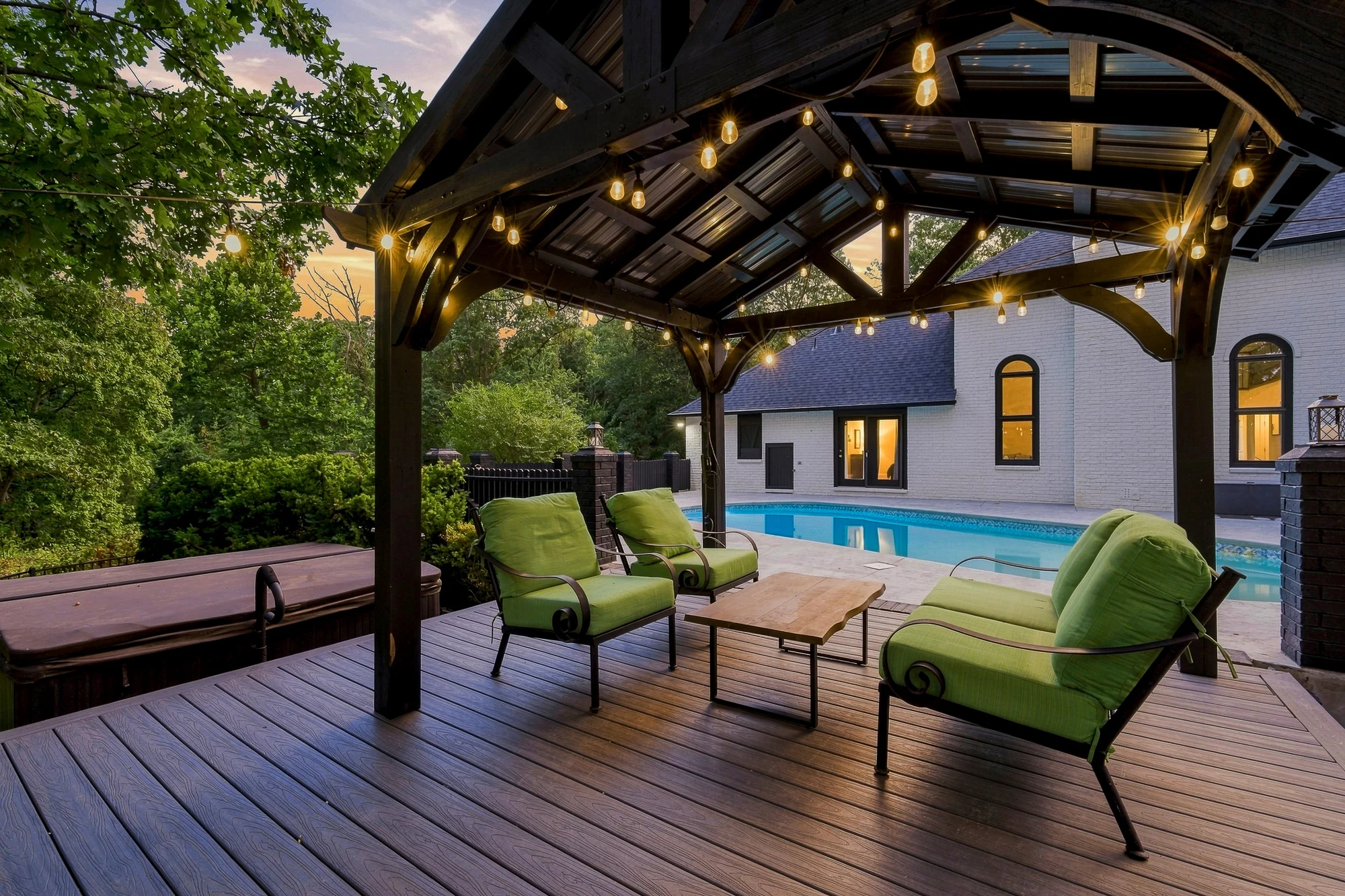 Twilight · Covered outdoor lounge