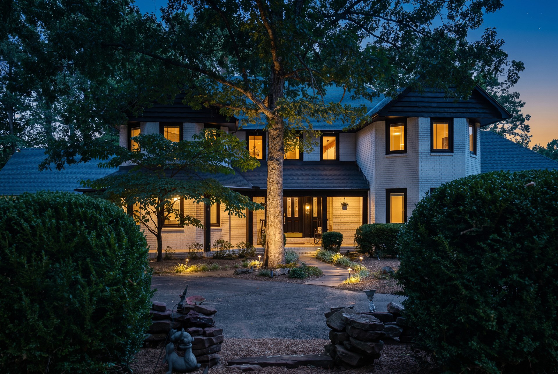 Twilight · Illuminated home entrance