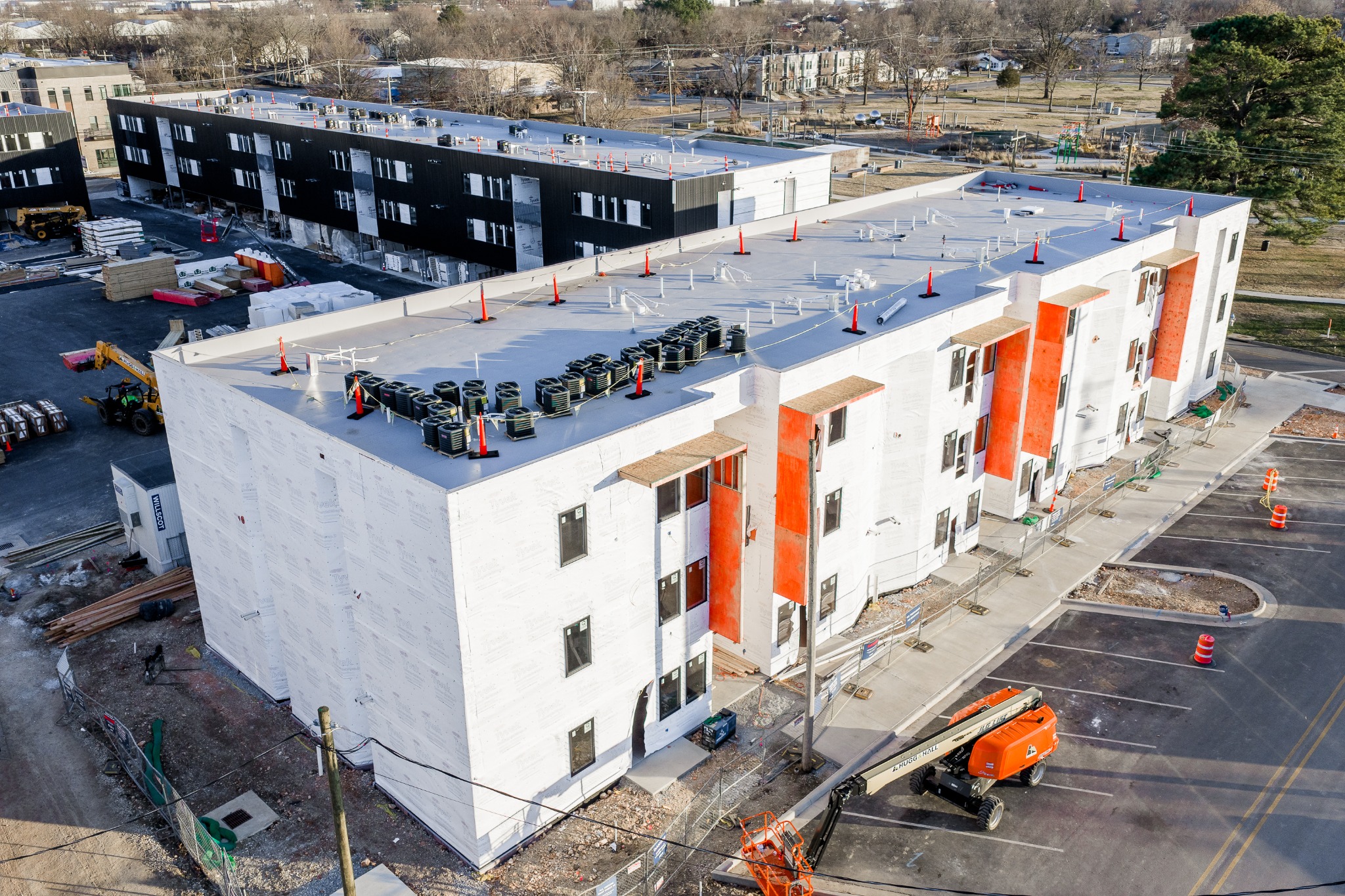 Aerial view of the Arco new-build construction site in Springdale