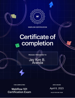 Webflow 101 Certificate at Aranda Digital