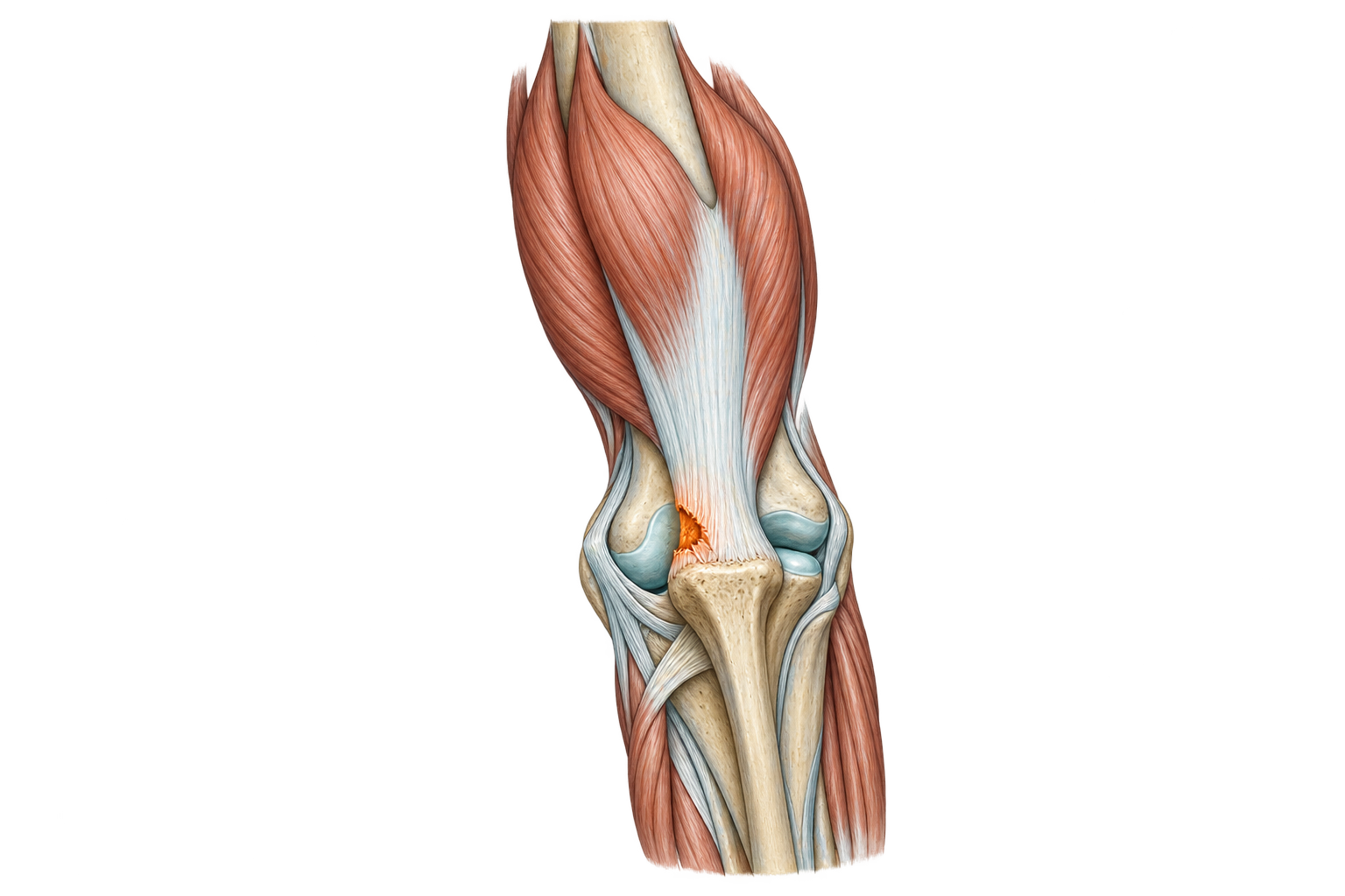 Anatomische illustratie van de bovenarm met de tricepsspier en pees.