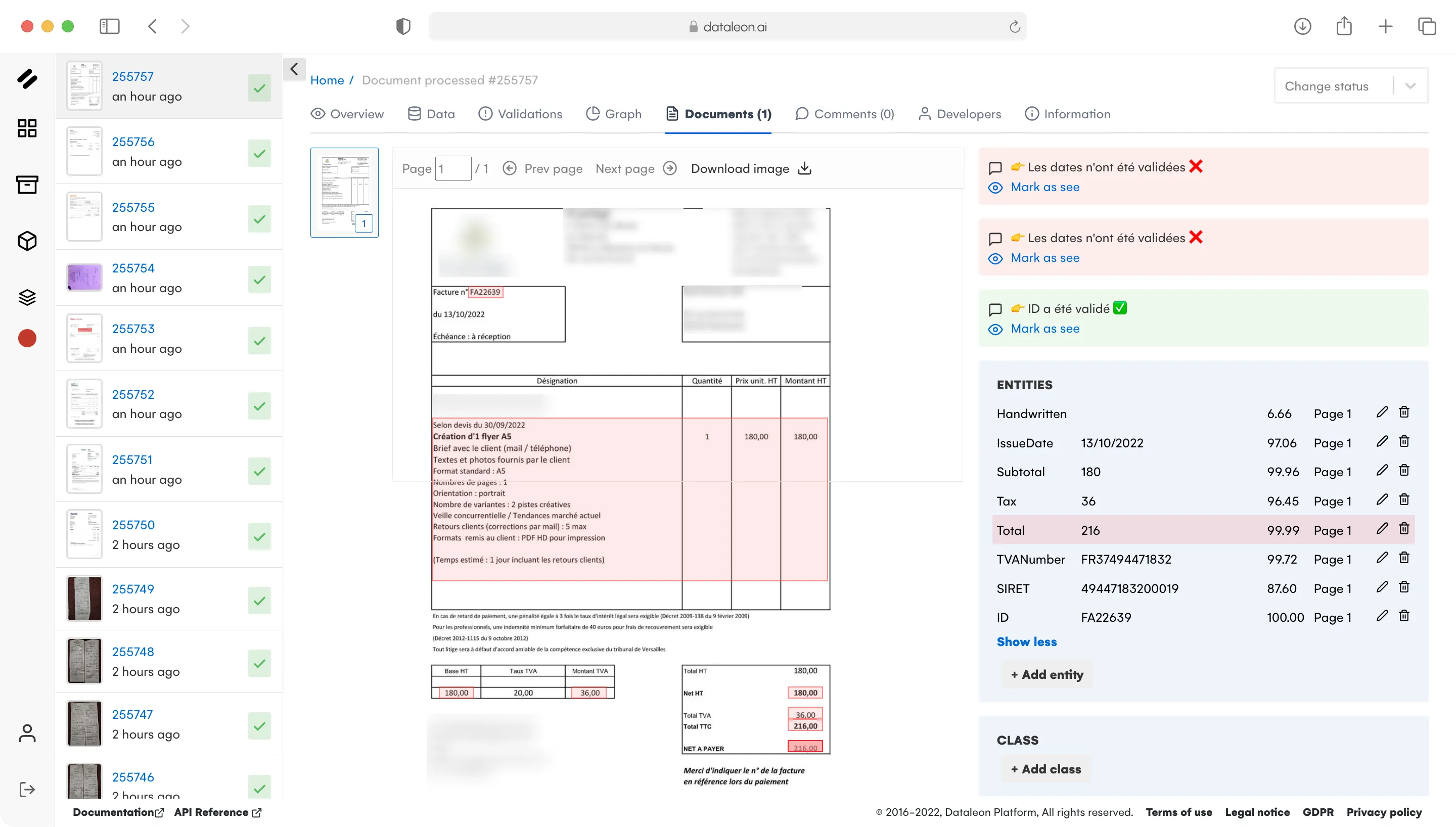 OCR ticket de caisse dataleon