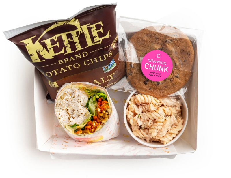 Half Wrap + Chips+ Cookie Add Side 3.00 (shown above) 