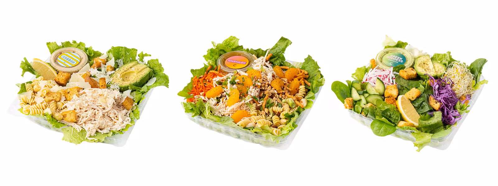 3 different salad bowls.